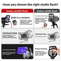 Flash de studio Godox SK400W II de deuxième génération 400W - Kit d'éclairage photo professionnel pour portraits, natures mortes et vêtements