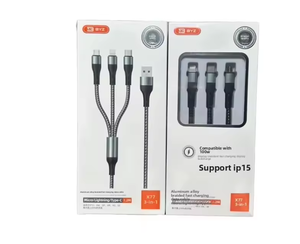 1.2m bện Áo khoác PVC Điện thoại Di động Cáp dữ liệu ba trong một loại C hộp với 3A sạc nhanh một đến ba sạc Flash - Product Image 5