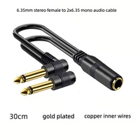 Câble Répartiteur Audio Plaqué Or 6,35 mm TRS Femelle vers Double 6,35 mm TS Mâle, Stéréo 6,3 mm vers 2x6,3 mm Mono pour Console de Mixage
