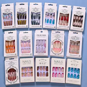 Wholesale 24Pcs/Set Rainbow Ballerina Full Cover Press on Nail Art Tips ArtificialDesigned Press On Nails