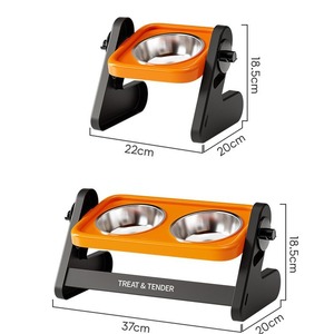Cuenco para gatos, cuenco para perros, cuenco doble de acero inoxidable para mascotas, cuenco antideslizante y antivuelco para mascotas, nuevo cuenco para beber con diseño de oso de peluche - Product Image 1