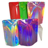 Sac métallique refermable à zip-lock en mylar holographique à paillettes laser imprimé anti-odeur personnalisé