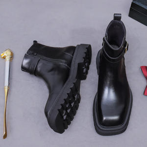 Chaussures en cuir sur mesure haut de gamme, fabriquées à la main, avec boucles métalliques, bottes en cuir légères pour hommes - Product Image 4