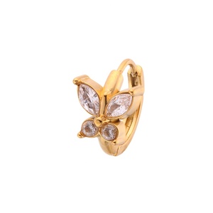 Vente en gros Nouvelles tendances Magnifiques boucles d'oreilles Huggie en acier inoxydable de forme géométrique avec zircon pour femmes Plaqué or Élégant et tendance - Product Image 1