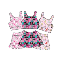 Ensemble de vêtements de sport décontractés pour fillette, style maille, avec impression personnalisée Sprout, taille élastique, antibactérien