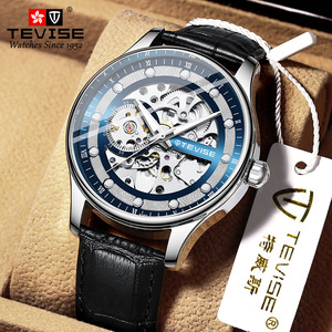 Nouvelle montre mécanique pour homme, cadran ajouré, bracelet en cuir, étanche, tendance - Product Image 4