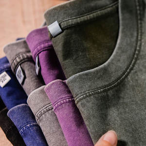 100% ウォッシュコットンヘビー級tシャツメンズカジュアル半袖Oネック無地カスタムロゴデザイン特大メンズTシャツ - Product Image 1