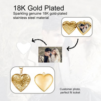 Collier Pendentif en Acier Inoxydable Plaqué Or 18K, Motif Rétro Européen Créatif, Cœur Pêche, Cadre Photo Amour, Cadeau Unisexe DIY