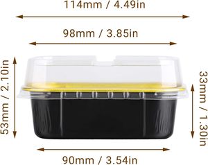 Barquette alimentaire jetable C1000 noire et or, 1000 ml, compatible micro-ondes et four, pour cuisson et emballage alimentaire, boîte rectangulaire en aluminium avec couvercle - Product Image 4