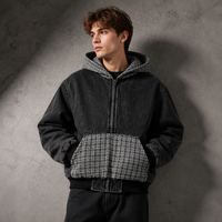 Blouson Bomber Boxy en Toile de Canard Personnalisé par l'Usine OEM, Veste de Travail avec Capuche et Fermeture Éclair, Blouson en Jean pour Hommes