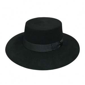 Chapeau haut de forme unisexe en laine australienne ND119 pour adulte, avec large bande, fleur et nœud en laine, toutes saisons - Product Image 1