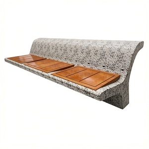 Banc en béton courbé avec assise en bois massif, résistant aux intempéries, pour projets immobiliers commerciaux et urbains - Product Image 1