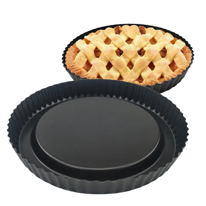 Custom 10Inch Ronde Taart Flan Pan Mallen Food Grade Koolstofstaal Verwijderbare Bodem Taartvorm Bakvormen Voor Cakes Anti-Aanbak