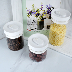 Clear Glass Storage Jar White Plastic Lid Airtight Steamable Food Safe Printed Logo for Coffee Dried Fruits <strong>Kitchen</strong> <strong>Pantry</strong> - Product Image 2