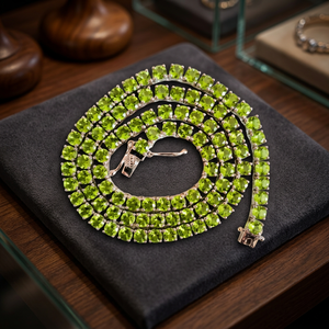 Collier tennis en péridot naturel 4 mm, 16 pouces, argent sterling 925 plaqué or 18 carats, pierre précieuse verte, bijoux élégants et luxueux pour femmes - Product Image 5