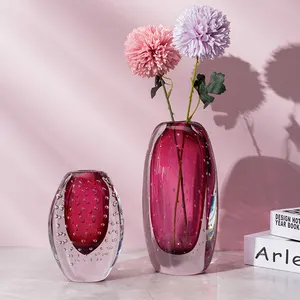 Vaso de vidro de bolha itália murano, venda de cristal design de luxo moderno