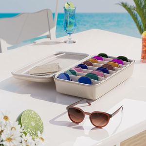 Travel <b>Sunglasses</b> Organizer <b>Case</b> <b>with</b> 8-Slot Adjustable Compartments - Product Image 2