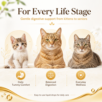 Gouttes Probiotiques pour Chats : Soutien Digestif avec Enzymes et Prébiotiques pour l'Estomac Sensible et le Bien-être Intestinal