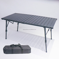 Table pliante réglable en aluminium et en métal pour l'extérieur, portable, camping, balcon, pique-nique, plage, avec sac de transport, hauteur