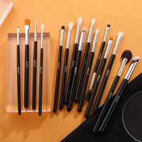 Ensemble de pinceaux de maquillage pour le visage en poils de chèvre de luxe professionnels, 15 pièces, pour anticernes, fards à paupières, sourcils, sac à pinceaux cosmétiques noir