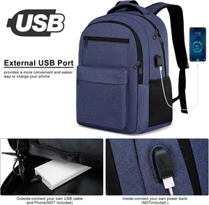 Sac à dos de <span class=keywords><strong>sport</strong></span> décontracté OEM pour hommes et femmes, sac à dos pour ordinateur portable avec port de charge USB, sac à dos léger pour le travail, les voyages et l'école - Product Image 5