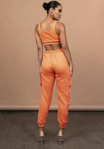 2022 taglie forti da <span class=keywords><strong>donna</strong></span> Set due pezzi primavera canotta Set <span class=keywords><strong>tuta</strong></span> <span class=keywords><strong>tuta</strong></span> con tasche pantaloni <span class=keywords><strong>Cargo</strong></span> completo da <span class=keywords><strong>donna</strong></span> - Product Image 3