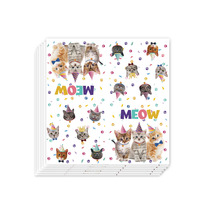 Set Perlengkapan Pesta Ulang Tahun Hewan Peliharaan Anjing Kucing Modern Berkualitas Tinggi, Piring Banner Naokins, Set Balon Dekorasi