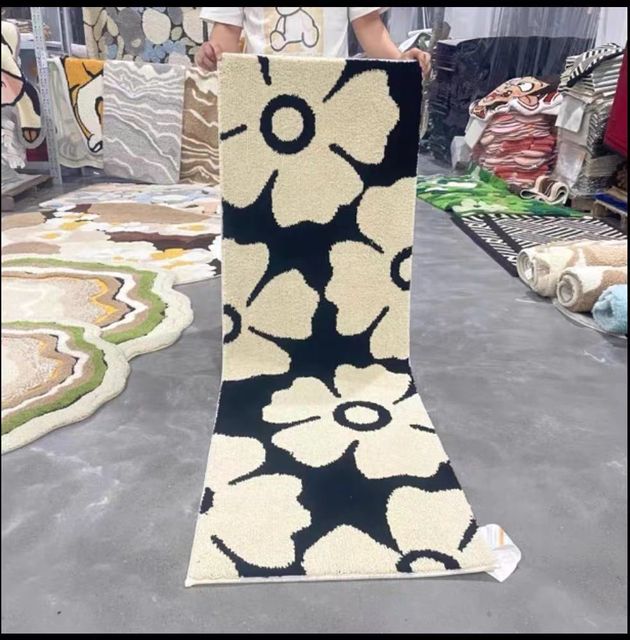 Thickened Microfiber Tufted Runner Rugs Bedside Blanket Coffee Table Bedroom Flock Absorbent Home Use Machine Made Modern Plant
