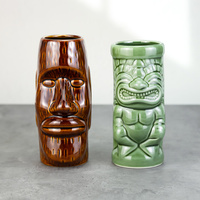 Taza de Cerámica Tiki con Diseño de Moái de la Isla de Pascua, 420 ml, con Logotipo Personalizado OEM ODM, para Cócteles, Bebidas, Suministro al por Mayor para Bares y Restaurantes