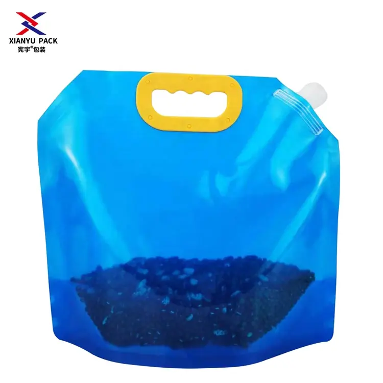 2.5L/5L/10L jetable sac liquide en plastique buse stratifié sac d'emballage pour l'eau minérale/huile, avec poignée