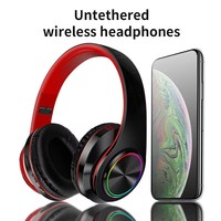 Headset Nirkabel B39 Lampu Warna-warni Over-Ear, Dapat Dilepas Pasang, Earphone Gaming untuk Musik