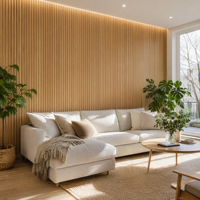 Panel de Pared de Listones WPC Ynori, Roble Natural, 160x22mm, Autoadhesivo, Antideslizante, Resistente a la Humedad, para Alquiler de Apartamentos