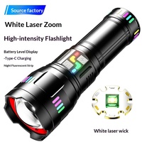 Lampe torche rechargeable à longue autonomie avec zoom télescopique, lumière laser, batterie 18650, lumière puissante pour l'extérieur