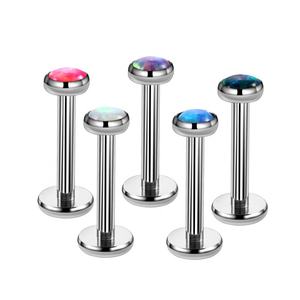 Anneaux de <span class=keywords><strong>piercing</strong></span> labret en titane G23 à filetage interne avec opale pour cartilage d'oreille/tragus/lèvre/nez - Bijoux cadeau de mariage - Product Image 5