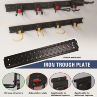 Gancho de metal resistente para panel de listones, flexible, con bloqueo de seguridad rojo, recubierto de vinilo, multifuncional, ecológico, moderno, para almacenamiento en garaje
