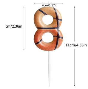 Vela de Aniversário de Basquete 0-9 Anos, Castanha, Temática de Basquete, Topo de Bolo de Feliz Aniversário para Menino, Menina, Criança - Product Image 3