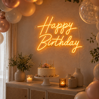 Letrero Luminoso LED de Silicona Flexible con Letras Escritas a Mano, Decoración para Fiestas de Cumpleaños, Luz Nocturna USB para Habitación Infantil