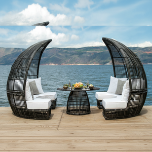 Lit de jour en poly rotin de conception moderne PRSB-SA pour villa en plein air, hôtel, chambre à coucher, parc, etc. - Product Image 1