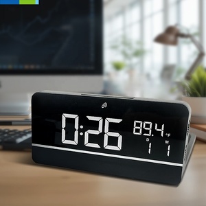 10W không dây sạc bảng thông minh Đồng hồ <span class=keywords><strong>LCD</strong></span> báo động nhiệt độ độ ẩm giám sát phòng khách sử dụng trong nhà - Product Image 2