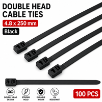 Bridas de nailon de doble cabezal de 50 libras, bridas de doble bloqueo PA66, bridas de fijación paralela para energía solar y automotriz, 4.8 x 250 mm