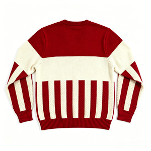 Wholesale Striped Greek Fraternity Knit Sweater Cream Star Shield Fleece Patch Graphic <strong>Oversized</strong> Men Frat Casual Crew <strong>Jumper</strong> - Product Image 4