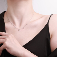 Collier en Argent Sterling S925 avec Moissanite, Trèfle à Quatre Feuilles et Souffle de Bébé, Bijou Tendance Luxe Léger, Style Influenceur Femme