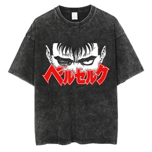 Camiseta <span class=keywords><strong>Berserk</strong></span> Vintage Lavada, 240g, Negra, Corte Holgado, 100% Algodón, Estampado Gráfico, Calidad Superior, Lavado Ácido - Product Image 2