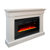 Cheminée électrique autoportante moderne blanche de 58 pouces avec foyer décoratif, support TV et chauffage à flamme LED