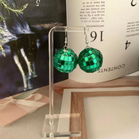 Boucles d'oreilles pas chères en forme de boule disco, rose, bleu, argent, chapeau de cowboy, accessoire en verre laser, décorations de fête fantaisie pour bars et soirées