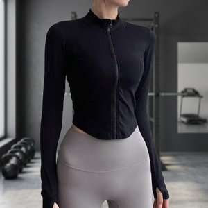 Women's Sports Top Long-sleeved Tight-<b>fitting</b> <b>Slim</b> Sexy Fitness Running Yoga <b>Jacket</b> Breathable Print Spandex/Nylon High Neck - Product Image 3