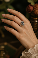 Bague en cuivre plaqué argent antique, fleur de rose 3D, ajustable, ouverte, pour femme, bijoux de mode floraux vintage