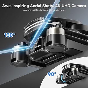 โดรน 4K มอเตอร์ไร้แปรงถ่าน พับเก็บได้ ควบคุมด้วยรีโมทคอนโทรล เหมาะสำหรับผู้เริ่มต้น โดรน FPV สำหรับผู้ใหญ่ พร้อมตัวป้องกันใบพัด แบตเตอรี่ 1500mA - Product Image 3