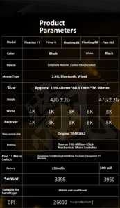 IPI Piao 88 léger pour <span class=keywords><strong>souris</strong></span> de jeu sans fil <span class=keywords><strong>Bluetooth</strong></span> DPI réglable programmable en Fiber de carbone pour petites mains en Stock - Product Image 6