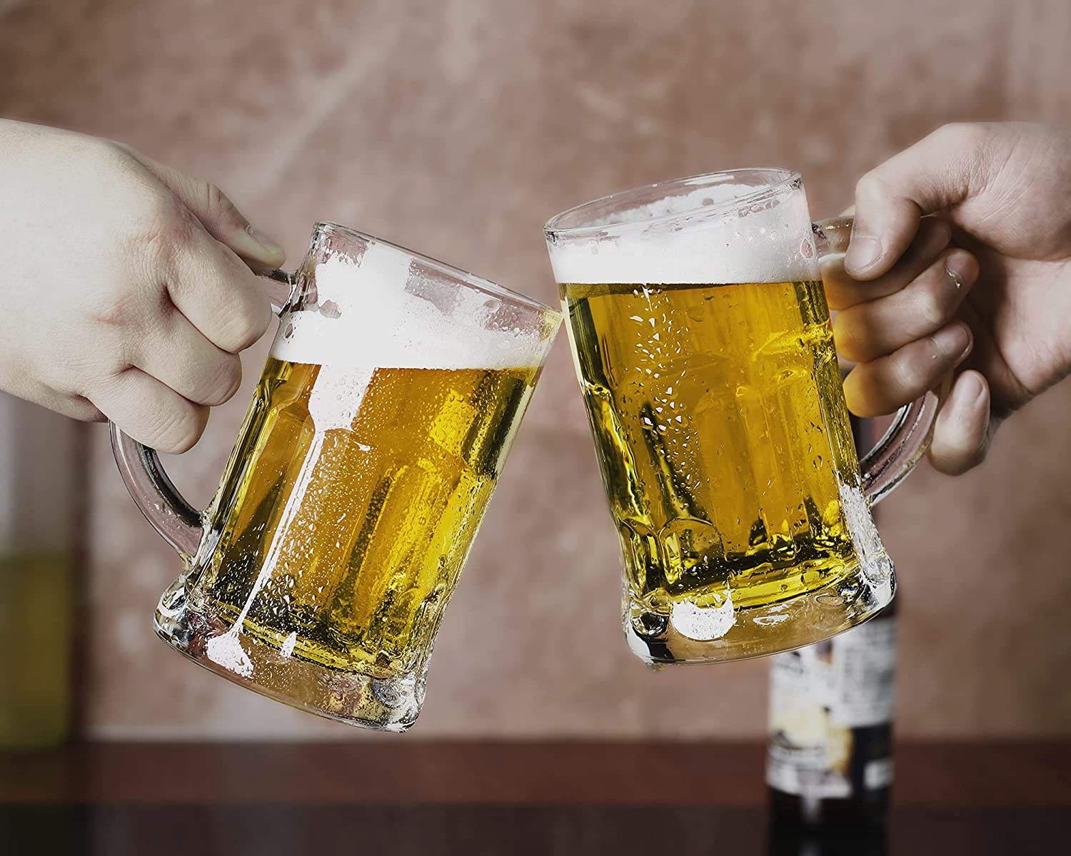 2 Pack Heavy Large Beer Glasses with Handle - 20 Ounce Glass Steins, Classic Beer Mug glasses Set